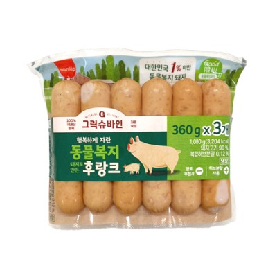 [저온]삼립 그릭슈바인 동물복지 후랑크 소시지 360g*3, 1set