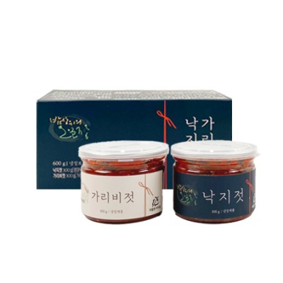 [저온]밥상위의 오일장 젓갈세트 600g (낙지젓 300g+가리비젓 300g), 1BOX