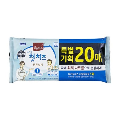 [저온] 상하치즈 유기농 첫치즈 20매 1STEP, 360g