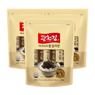 광천김 참 미니미스틱 김자반, 70g, 3개