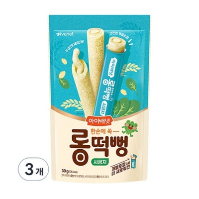 [저온] 아이배냇 롱떡뻥 시금치, 30g, 시금치맛, 3개