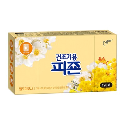 [실온] 피죤 건조기용 시트 섬유유연제 옐로미모사 본품, 120매입, 1개