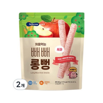 [저온] 베베쿡 처음먹는 빼빼롱뻥 30g*2 , 사과 2개