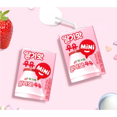 [저온] 빙그레 딸기맛 우유 MiNi, 120ml 24개