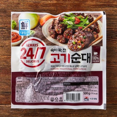 [냉장] 대림선 24/7 속이 꽉 찬 고기순대, 500g, 1개