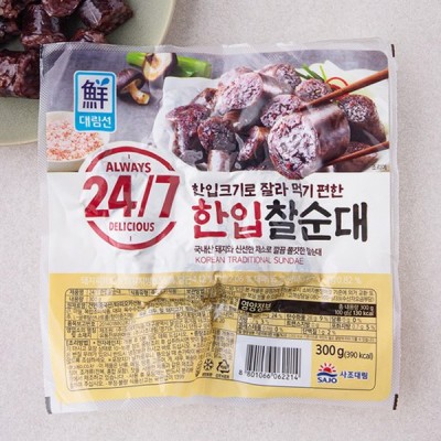 [냉장] 대림선 24 / 7 한입찰순대, 300g, 1개