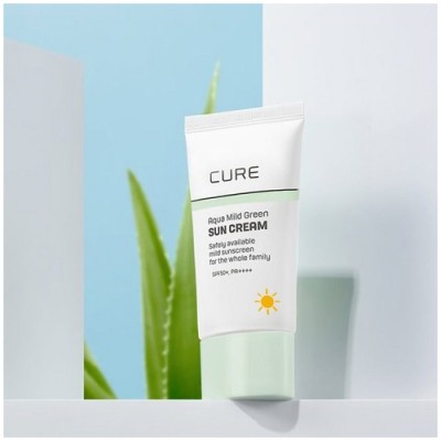 [저온] 김정문알로에 큐어 아쿠아 마일드 그린 선크림 SPF50+ PA++++, 40ml, 1개
