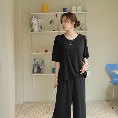 [공동구매][주문마감 07/18(금), 순차배송]_냉장고 티셔츠&팬츠 set_블랙