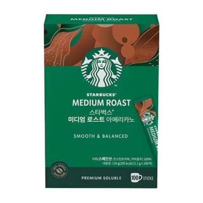 [실온] 스타벅스 미디엄 로스트 아메리카노 스틱 원두커피믹스 1.1g*100