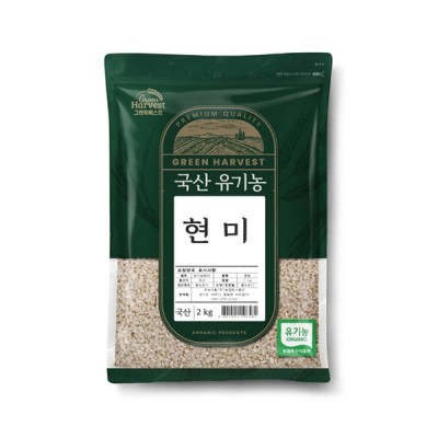 [실온] 그린하베스트 국산 유기농 현미, 2kg, 1개
