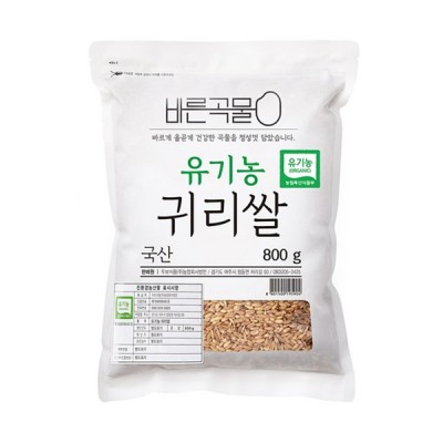 [실온] 바른곡물 국내산 유기농 귀리 쌀, 800g, 1개