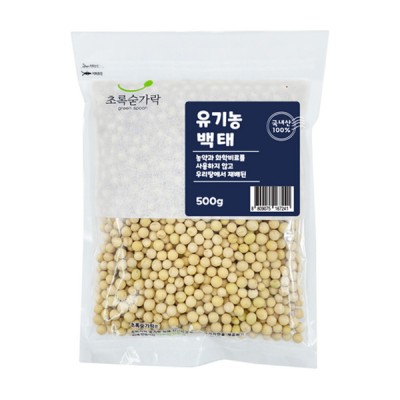 [실온] 초록숟가락 유기농 백태, 500g, 1개