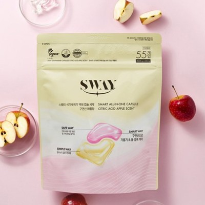 [실온] 스웨이 식기세척기 올인원 액체 캡슐 세제 구연산애플향 55p, 440g, 1개